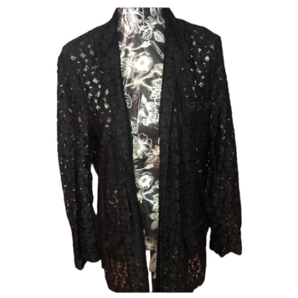 Diane Von Furstenberg DVF size 14 black classic lace jacket / blazer lined NWOT - Picture 1 of 14